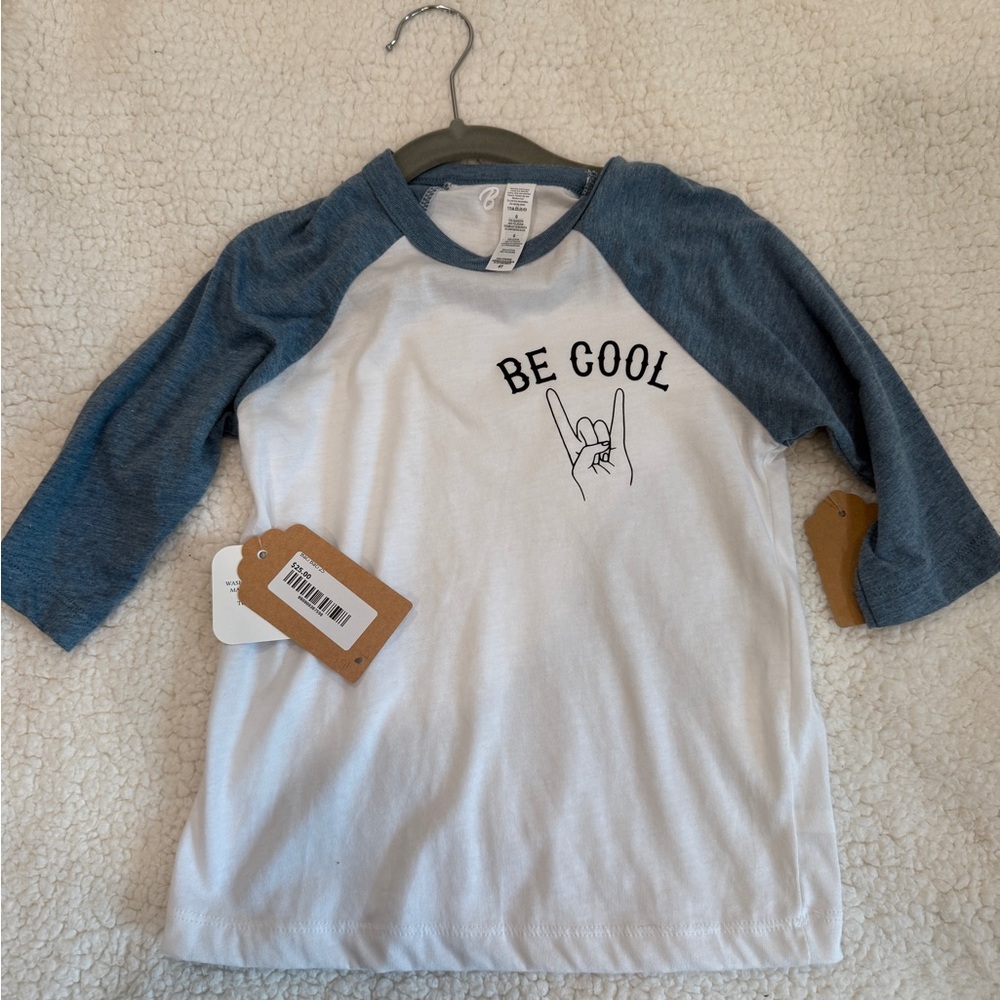 Be Cool Kids Raglan Shirt - Blue and White